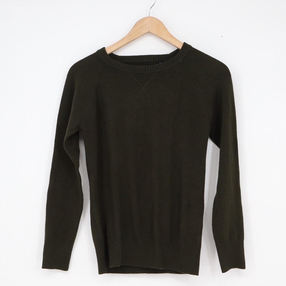 French Connection Mens M Olive Green Raglan Crewneck Knit Sweater